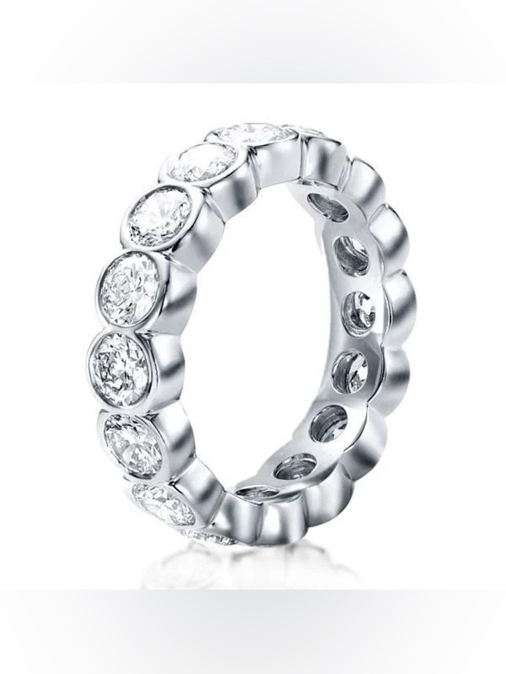 Italo Bezel Setting Wedding Band Eternity Wedding Band For Women - Picture 3 of 6